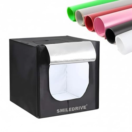 SMILEDRIVE® Professional Photo Studio Light Box 60x60x60cm Portable Product Photography Tent Booth Lighting Kit- 2 LED Light, Adapter & 6 Backdrops - Made in India - Image 1