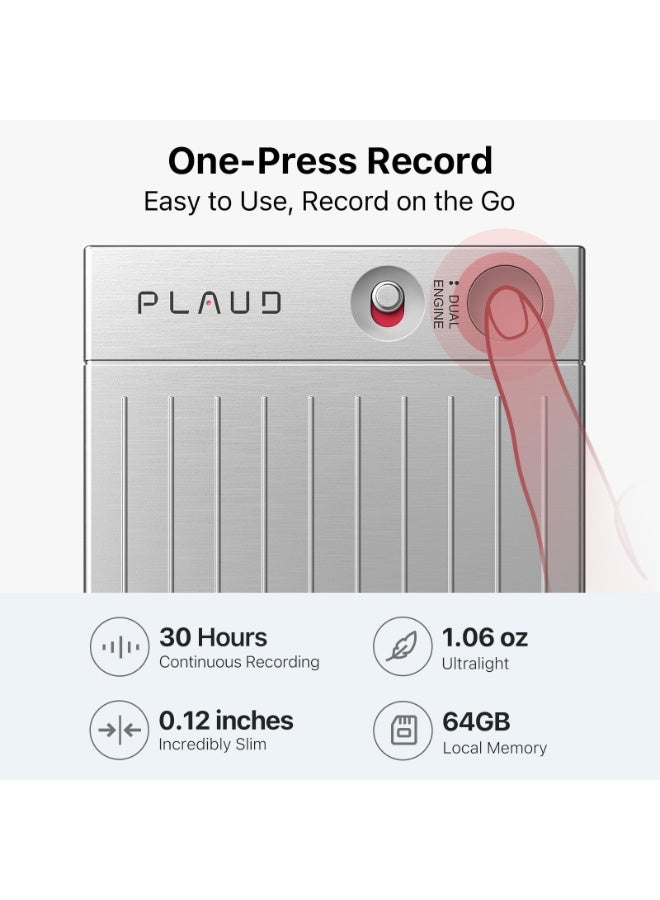 PLAUD Plaud Note AI Voice Recorder, Silver - Image 3