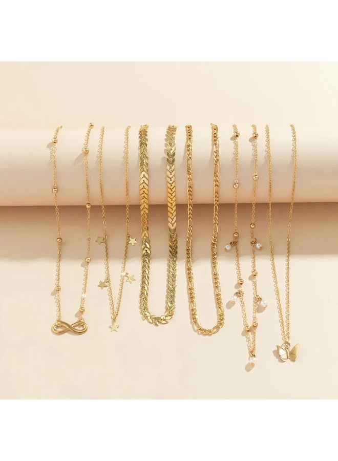 Osluxe Gold Plated Layered Necklace Set for Women – Anti-Tarnish, Waterproof | Pack of 6 (OSL-147) - Image 2