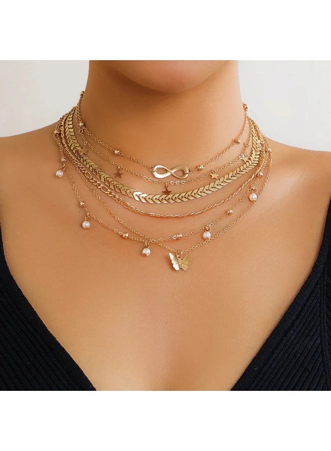 Osluxe Gold Plated Layered Necklace Set for Women – Anti-Tarnish, Waterproof | Pack of 6 (OSL-147) - Image 3