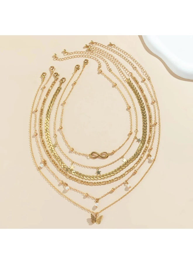 Osluxe Gold Plated Layered Necklace Set for Women – Anti-Tarnish, Waterproof | Pack of 6 (OSL-147) - Image 5