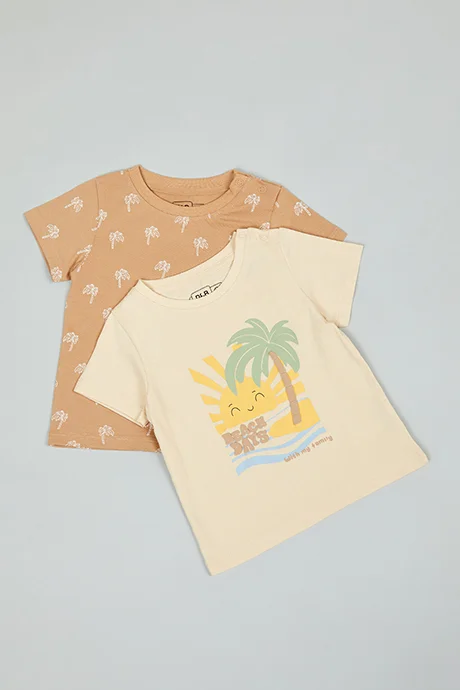 أر أند بي 2 Pack Printed T-Shirts with Short Sleeves