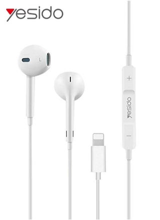 YH50 Lightning Jack Wired Earphones – Hands-Free Design with High Bass Sound, Crystal Clear Microphone, and Multi-Functional Inline Remote for Seamless Control – Sleek White Finish - pzsku/ZD54F3AF68462EB189AC3Z/45/1743918277/d9c8e8cf-ad86-47db-b720-f5505a86c809