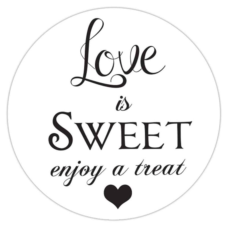 19 Inch Love is Sweet Enjoy a Treat Stickers Wedding Favors 60 Labels