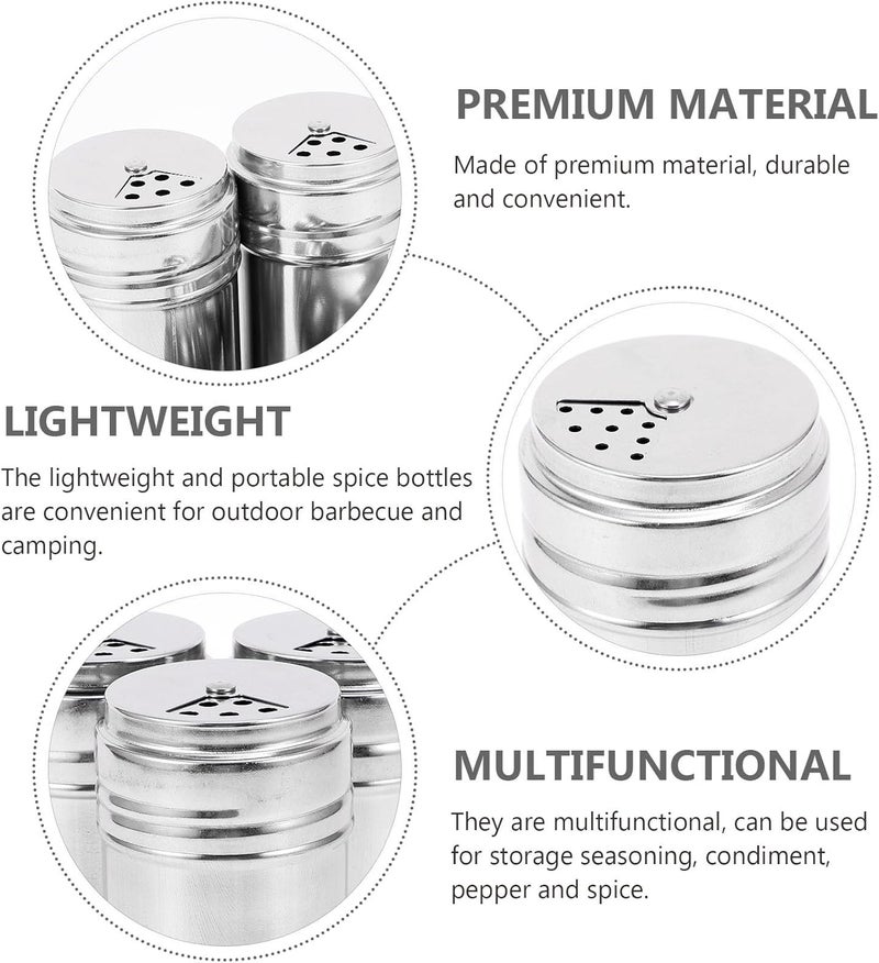 3pcs Stainless Steel Multi-purpose Seasoning Jars Kitchen Spice Containers with Pepper Shaker Function for Home Cooking and Dining - Image 3