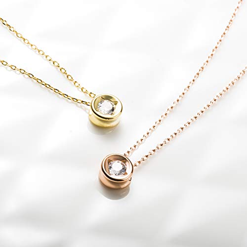 S.Leaf 18K Gold Plated Cubic Zirconia Choker Necklace for Women 925 Sterling Silver Layered Coin Moon Star Heart Circle Crystal Lariat Pendant Necklaces Gifts for Women Trendy (Bead_Gold) - Image 5