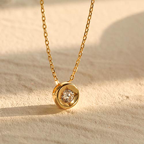 S.Leaf 18K Gold Plated Cubic Zirconia Choker Necklace for Women 925 Sterling Silver Layered Coin Moon Star Heart Circle Crystal Lariat Pendant Necklaces Gifts for Women Trendy (Bead_Gold) - Image 2