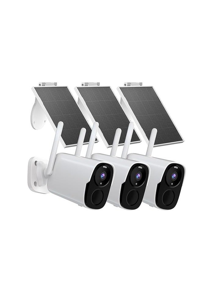 3-Pack Wireless Smart Outdoor Units – 2K Battery-Powered with Solar Charging, Two-Way Audio, IP66, 120° Wide Angle – Wi-Fi Enabled - Image 1