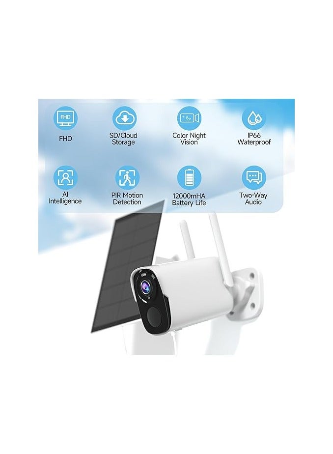 3-Pack Wireless Smart Outdoor Units – 2K Battery-Powered with Solar Charging, Two-Way Audio, IP66, 120° Wide Angle – Wi-Fi Enabled - Image 2