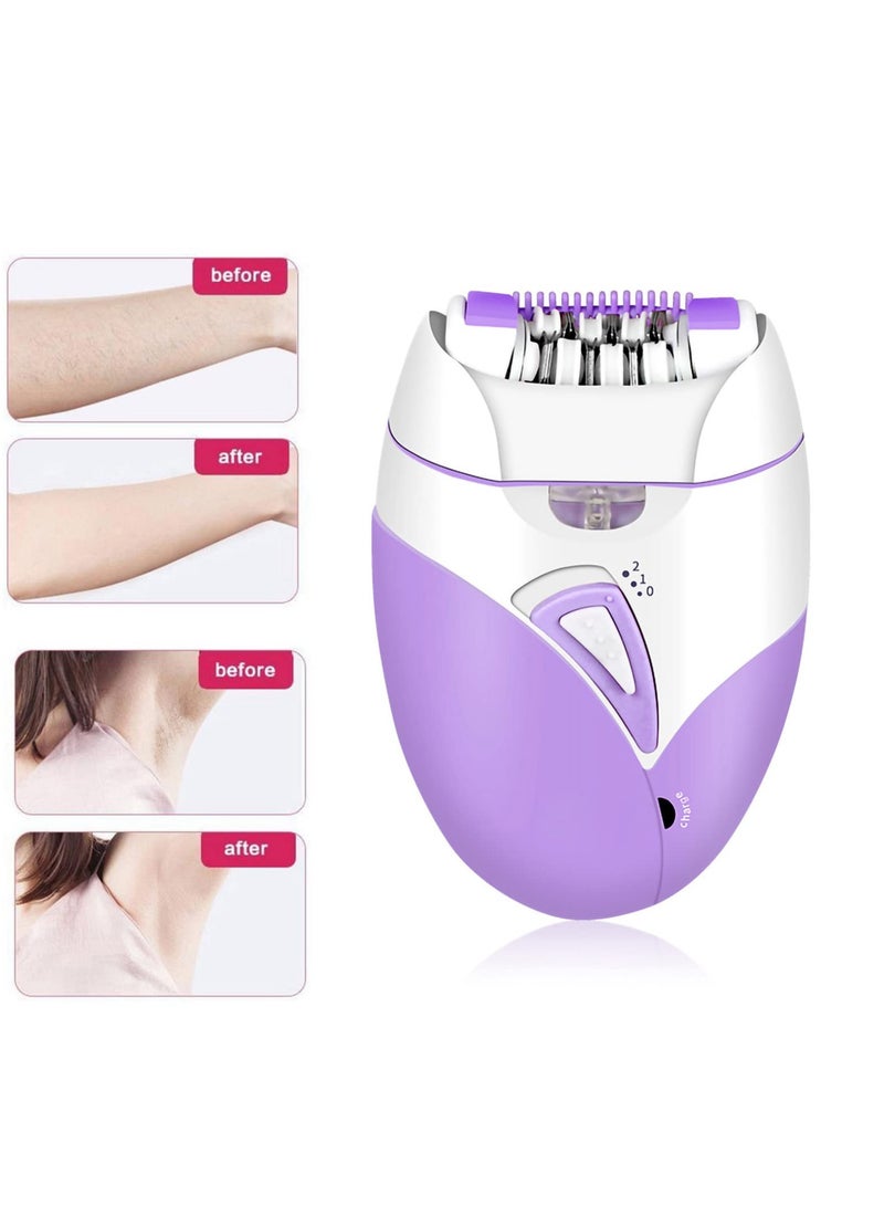 Rechargeable Epilator for Women and Men – Dual Speed Hair Removal Device with USB Charging, Detachable Head  Painless Hair Removal for Face, Body, Bikini  Sensitive Areas (Purple) - Image 4