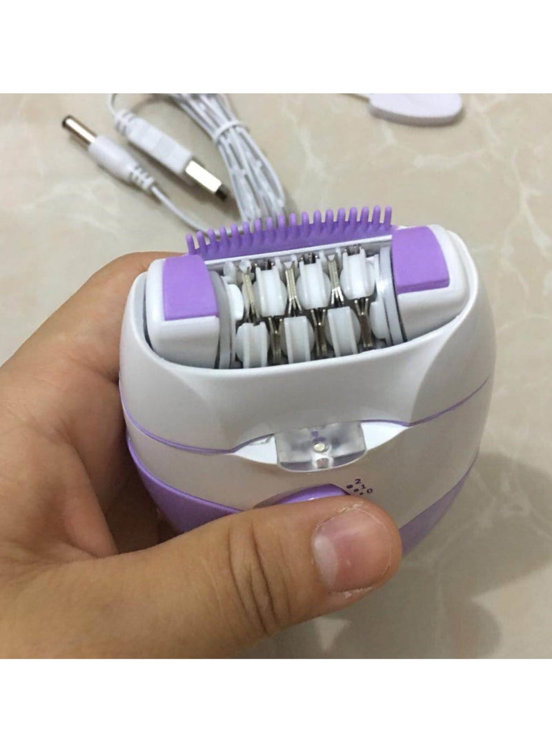 Rechargeable Epilator for Women and Men – Dual Speed Hair Removal Device with USB Charging, Detachable Head  Painless Hair Removal for Face, Body, Bikini  Sensitive Areas (Purple) - Image 2