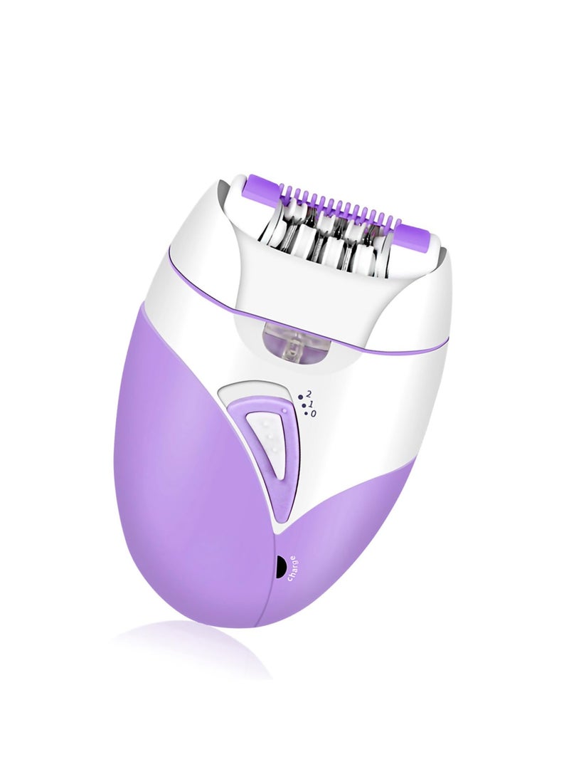 Rechargeable Epilator for Women and Men – Dual Speed Hair Removal Device with USB Charging, Detachable Head  Painless Hair Removal for Face, Body, Bikini  Sensitive Areas (Purple) - Image 1