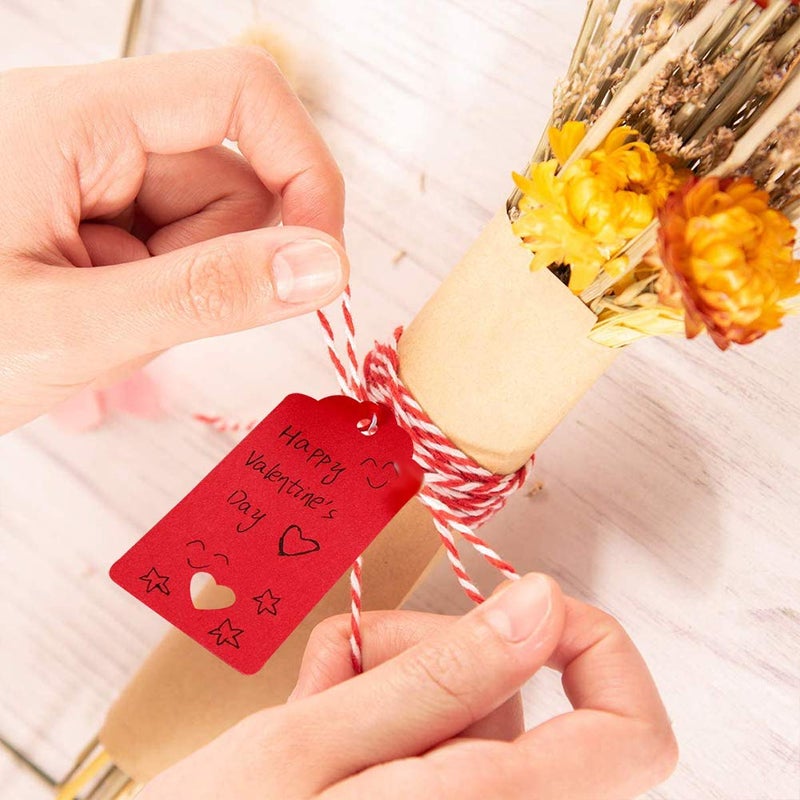 TrlaFy 100PCs Valentine Gift Tags Heart Kraft Paper Gift Tags with String for Wedding Party Gift Wrapping Hang Label - Image 2