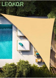 LEOKOR Sun Shade Sail Triangle Block Canopy Beige Sun Shade Sail Canopy with Installation Hardware Kit Water Permeable UV Block (3m x 3mx3m)  - Image 1
