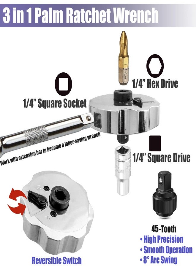 ياكاموز عجلة إبهام صغيرة من ياكاموز، مفك براغي قصير 2 في 1 بمقبس إصبع 1/4، مفك براغي سداسي 1/4، مفتاح براغي للمساحات الضيقة - Image 4