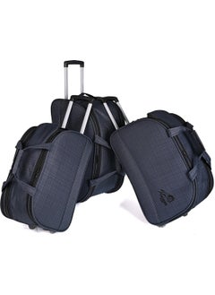 Unisex Towel Fabric Two-Wheeled Stewardess & Pilot Triple Suitcase Set Navy Blue