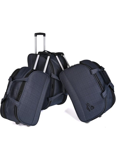 Unisex Towel Fabric Two-Wheeled Stewardess & Pilot Triple Suitcase Set Navy Blue