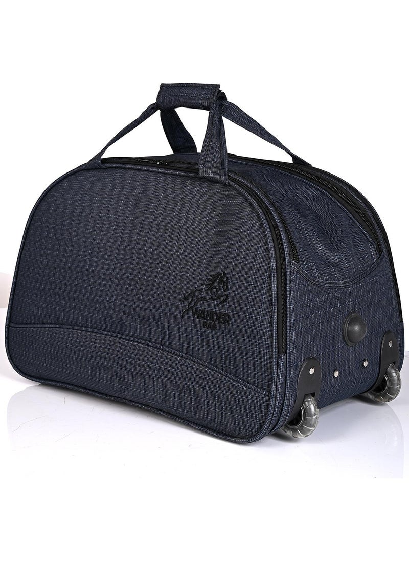 Wander - Unisex Towel Fabric Two-Wheeled Stewardess & Pilot Triple Suitcase Set Navy Blue - Image 1