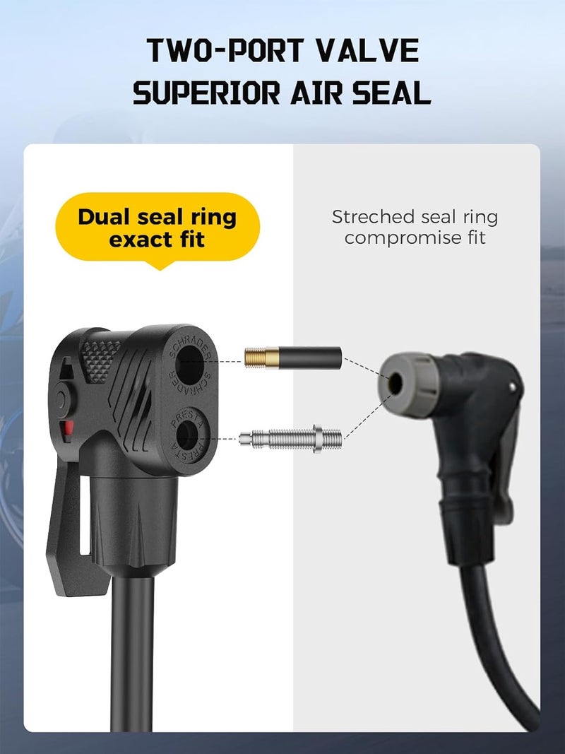 AZUNO Bike Tire Inflator with Pressure Gauge for Presta and Schrader Valves - Image 2