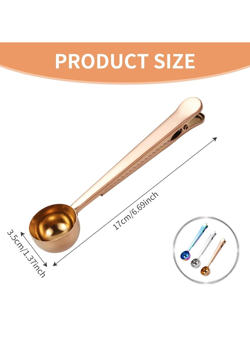 CMGTYYD Coffee Scoop with Bag Clip, 3PCS Coffee Beans Spoon Measuring 7 Inch Stainless Steel Kitchen Tools Ground Sealer Accessory for Sealing Milk Powder for cafetiere Ground Coffee and Beans  - Image 2