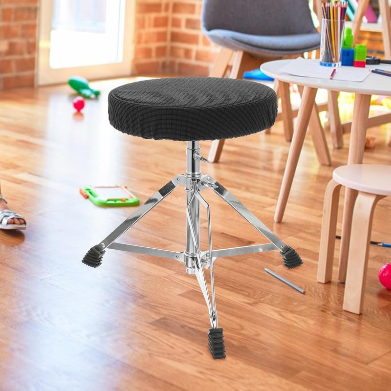 2pcs Round Stool Covers Elastic Chair Slipcovers Home Dustproof Seat Protectors for Bar Stools in Blue and Black, Stretchable Removable Dining Chair Covers for Kitchen and Cafe - Image 5