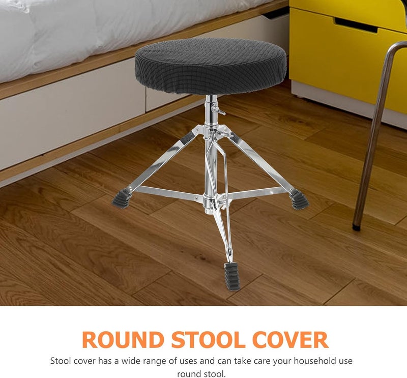 2pcs Round Stool Covers Elastic Chair Slipcovers Home Dustproof Seat Protectors for Bar Stools in Blue and Black, Stretchable Removable Dining Chair Covers for Kitchen and Cafe - Image 3