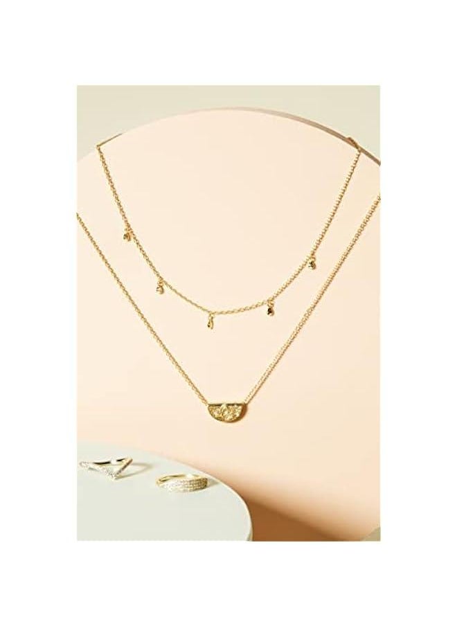 PAVOI - 14K Gold Plated Layering Necklaces | Stylish Minimalist Design Pendant Necklaces | Bar, Circle, Lotus, Disc, Dog Tag, Horizontal Bar Pendants for Women - Image 1