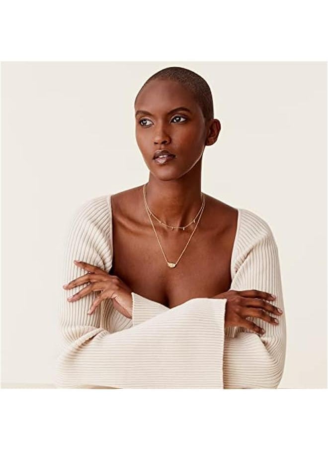 PAVOI - 14K Gold Plated Layering Necklaces | Stylish Minimalist Design Pendant Necklaces | Bar, Circle, Lotus, Disc, Dog Tag, Horizontal Bar Pendants for Women - Image 1