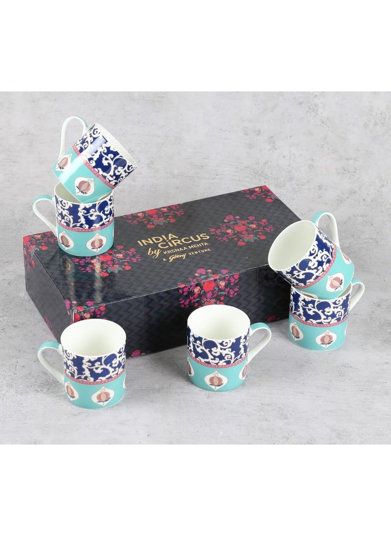 India Circus by Krsnaa Mehta - India Circus by Krsnaa Mehta Artistic Abode Mug Design Tea Cups Set Microwave Safe to Gift to Best Friends 220 ml Set of 6 - Image 1