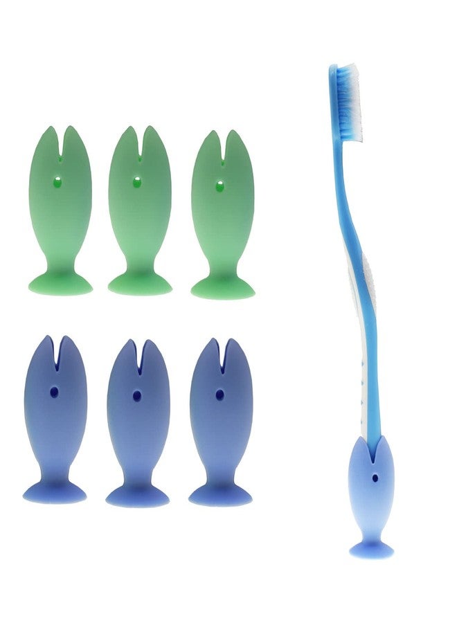 N.C NC 6-Piece Silicone Travel Toothbrush Cover Case with Suction Cap, Toothbrush Holder for Kids, Portable, Durable, Blue, Green - Image 1