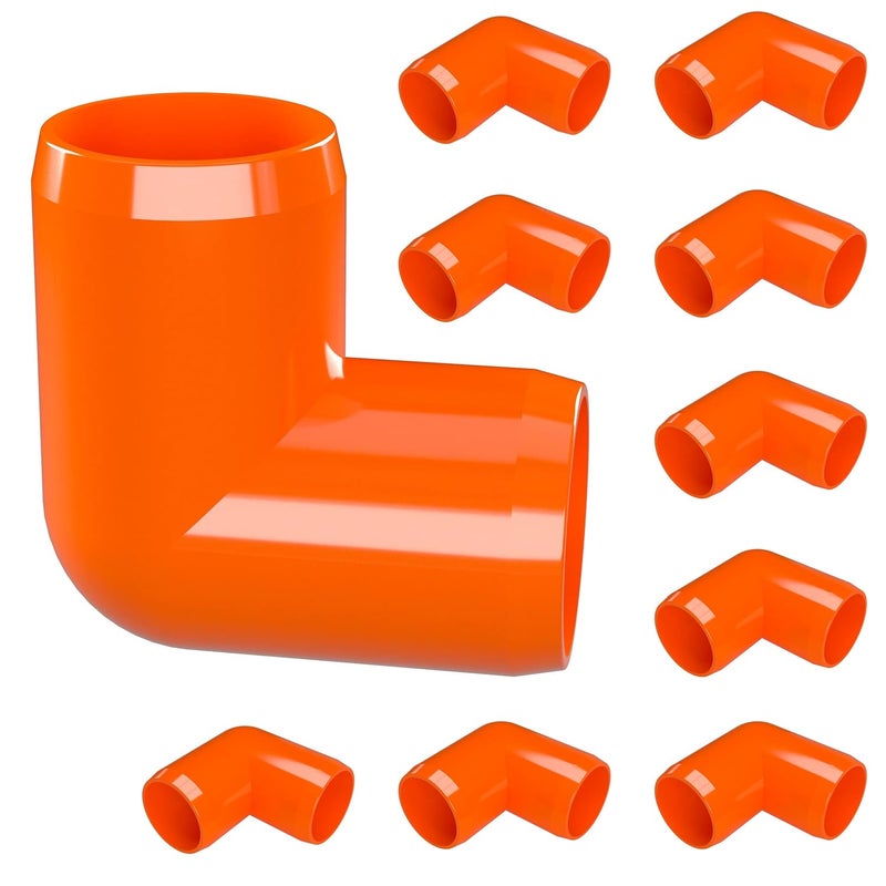 FORMUFIT 1/2" 90 Degree Elbow Furniture Grade PVC Fitting in Orange, Made in USA, UV-Resistant, Impact-Proof, 0.840” Actual Socket Diameter (Pack of 10) - F012TEE-OR-10 - Image 1