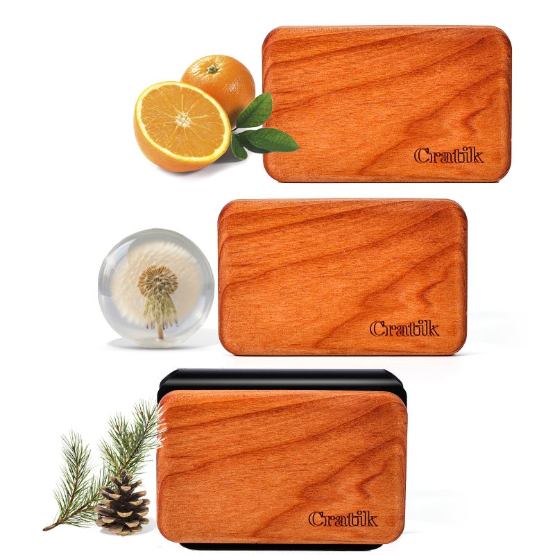 CRATIK Car Air Freshener - Wood Air Freshener - Car Odor Eliminator for Visor Clip-Variety Scent Refill, Vehicle Scent Diffuser for Cabin, Truck & SUV - Pack of 3 (Grove-Pine-Open air)-CLIP INCLUDED - Image 1