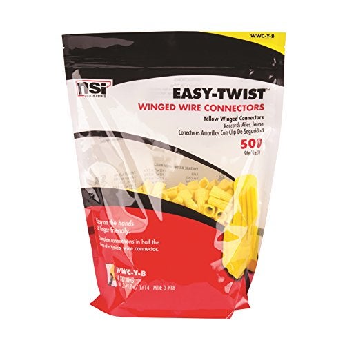 NSI Easy-Twist Winged Wire Connector with Header, Standard Type, 18-10 AWG Wire Range, 300V, Yellow (Bag of 500) - Image 3