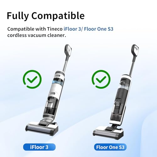 keluke Roller Brush and Filter Replacement Compatible with Tineco iFloor 3/ Floor One S3 Cordless Vacuum Cleaner, Replacement Parts Include 3 Brush Rollers, 3 Filters - Image 2