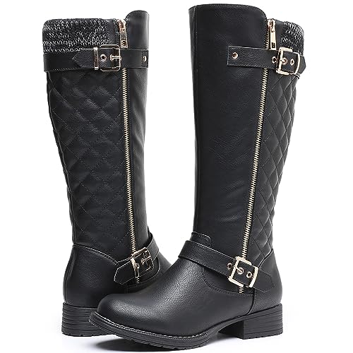 GLOBALWIN Women's Knee-High Boots Fall Winter Fashion Tall Black Riding Boots Size 8.5M - Image 2