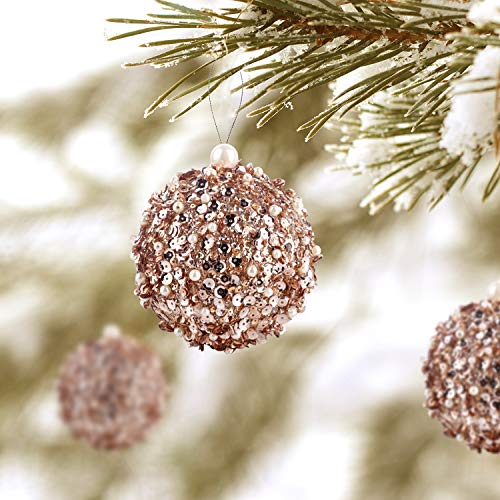 ZHANYIGY 4.25" Christmas Ball Ornaments 4pc Set Shatterproof Christmas Decorations Tree Balls for Xmas Trees Wedding Party Holiday Decorations Tabletop Small Trees Decoration (Champagne) - Image 2