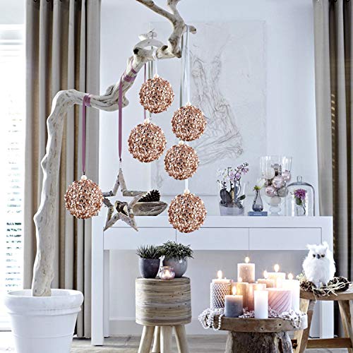 ZHANYIGY 4.25" Christmas Ball Ornaments 4pc Set Shatterproof Christmas Decorations Tree Balls for Xmas Trees Wedding Party Holiday Decorations Tabletop Small Trees Decoration (Champagne) - Image 4