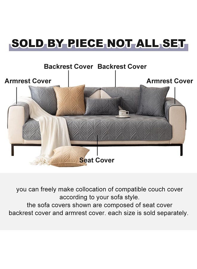 MLADEN Plush Sofa Cover, Thicken Sofa Slipcover Leaves Pattern Non-Slip Super Soft Sofa Protector Cat-Proof & Anti-Scratch Couch Protector Universal Fit for 1 2 3 4 Seater L U Sofas | Simple Modern Solid Colour Sofa Throw (Grey) - Image 3