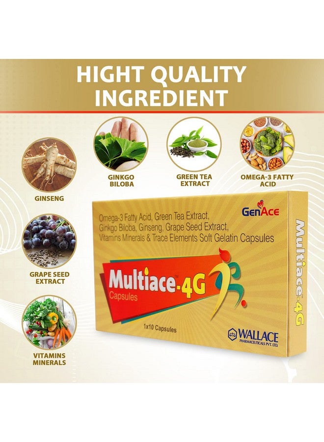 والاس كبسولات الفيتامينات المتعددة Multiace 4G (أحماض أوميغا 3 الدهنية، مستخلص الشاي الأخضر، الجينسنغ، فيتامينات ومعادن أخرى متنوعة) عبوة من 30 كبسولة - Image 4