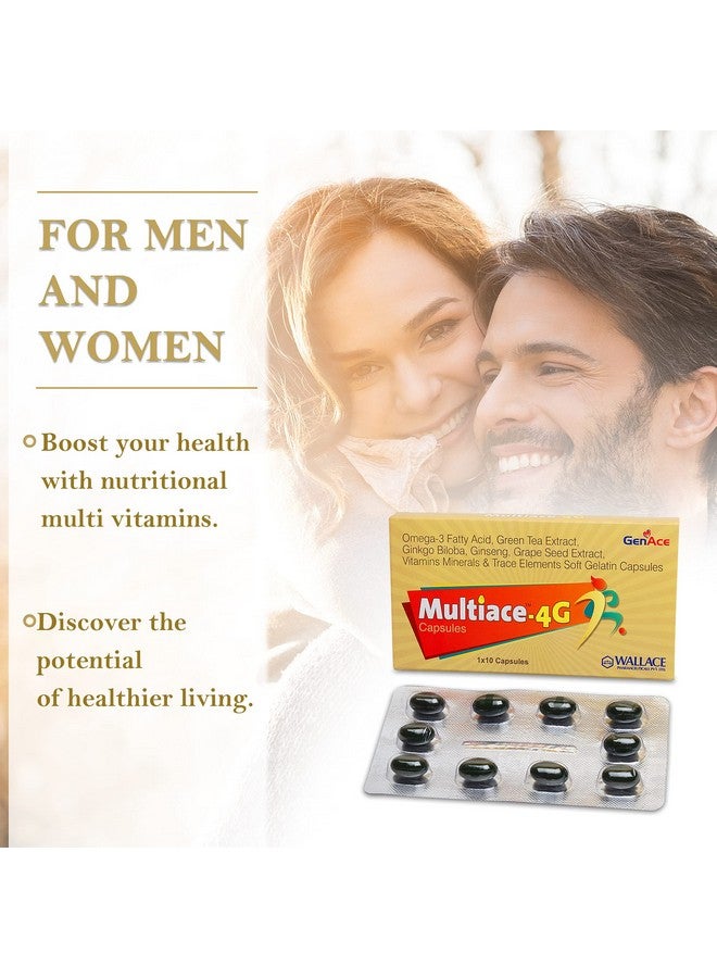 والاس كبسولات الفيتامينات المتعددة Multiace 4G (أحماض أوميغا 3 الدهنية، مستخلص الشاي الأخضر، الجينسنغ، فيتامينات ومعادن أخرى متنوعة) عبوة من 30 كبسولة - Image 3