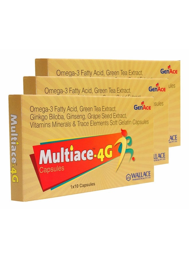 والاس كبسولات الفيتامينات المتعددة Multiace 4G (أحماض أوميغا 3 الدهنية، مستخلص الشاي الأخضر، الجينسنغ، فيتامينات ومعادن أخرى متنوعة) عبوة من 30 كبسولة - Image 1