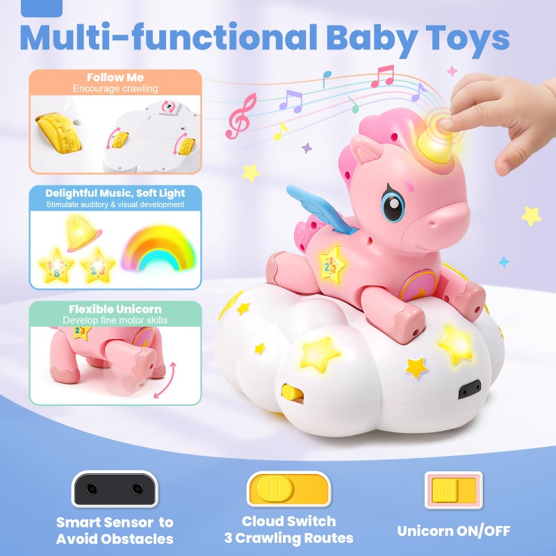 Duchong Baby Toy 6-12 Months, Toys for 1 Year Old Girl, Crawling Musical Unicorn Toys for Walking Toddler, 1st Birthday Christmas Girls Gift - Image 4