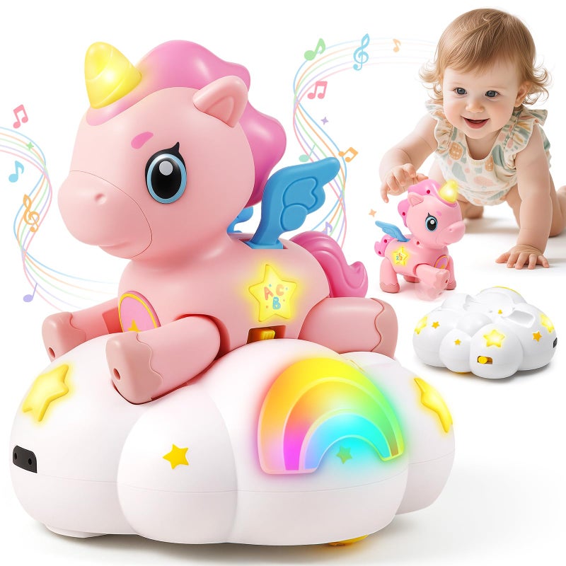 Duchong Baby Toy 6-12 Months, Toys for 1 Year Old Girl, Crawling Musical Unicorn Toys for Walking Toddler, 1st Birthday Christmas Girls Gift - Image 1
