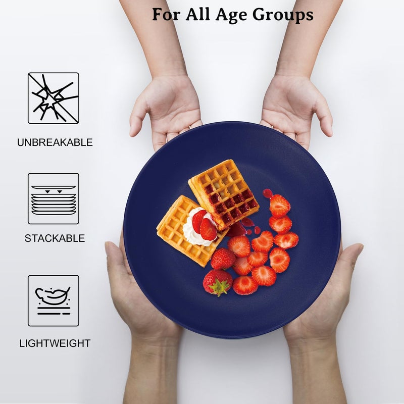 Wrova Wheat Straw Dinner Plates 9 Inch Unbreakable Set of 8  Dishwasher  Microwave Safe Plastic Plates Reusable  Lightweight Plates for KitchenCampingApartmentDormRVParty  Ocean Series - Image 5