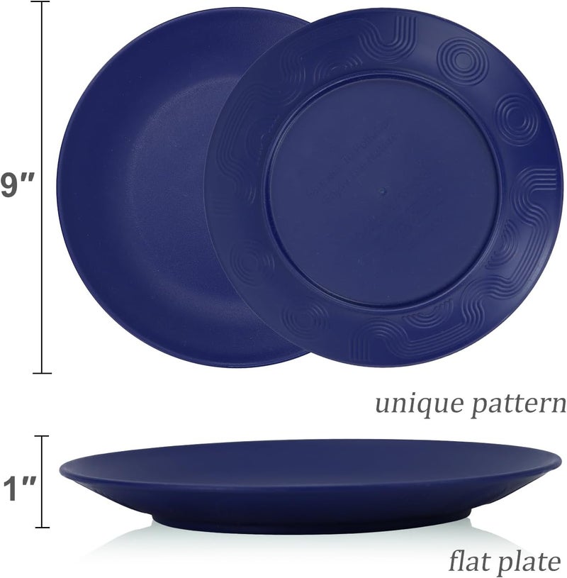 Wrova Wheat Straw Dinner Plates 9 Inch Unbreakable Set of 8  Dishwasher  Microwave Safe Plastic Plates Reusable  Lightweight Plates for KitchenCampingApartmentDormRVParty  Ocean Series - Image 3