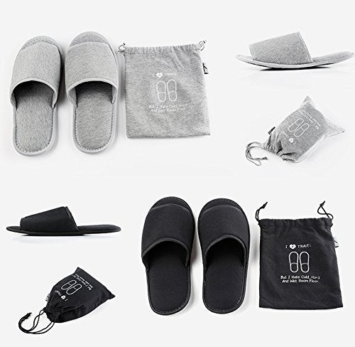 Comfysail Foldable Portable Slippers Washable Open Toe Towelling Slippers with Storage Bag for Spa Travel Hotel/Home Guest 34-43 - Image 2