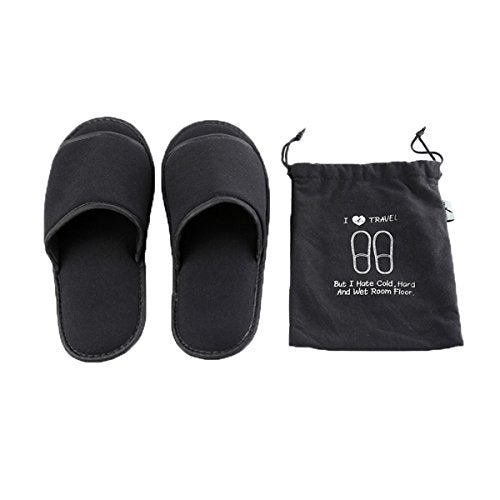 Comfysail Foldable Portable Slippers Washable Open Toe Towelling Slippers with Storage Bag for Spa Travel Hotel/Home Guest 34-43 - Image 1