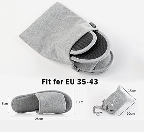 Comfysail Foldable Portable Slippers Washable Open Toe Towelling Slippers with Storage Bag for Spa Travel Hotel/Home Guest 34-43 - Image 3