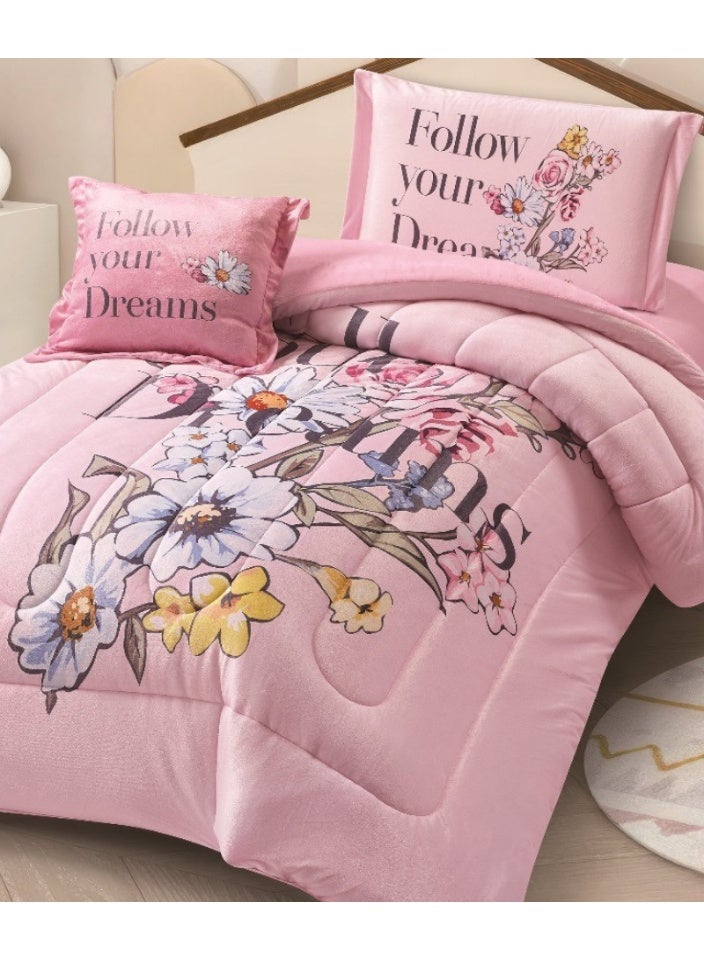 SMART HOME Double-sided winter bedspread (soft velvet side + warm fur side) - Complete bed sheet set with beautiful patterns - 4-piece sleeping set (bed sheet + elastic mattress protector + pillowcase + square pillowcase) Bed sheet size 170x230 cm - Image 2