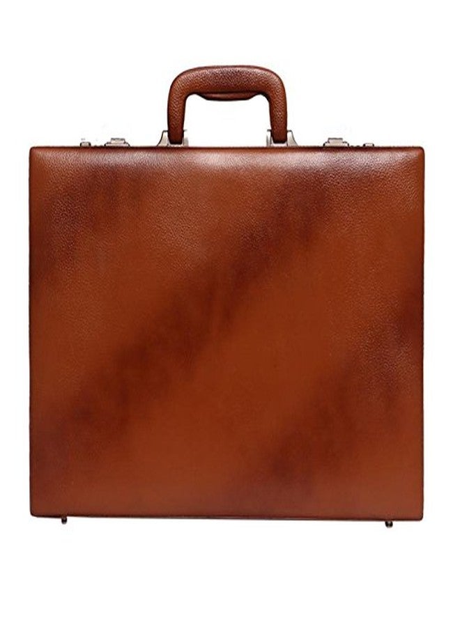 OBANI Genuine Leather Expandable Briefcase Tan. Dimensions: 18" x 4" x 12.50" (L x W x H) - Image 2